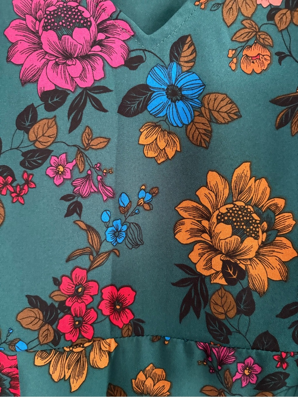 Jack by BB Dakota Size 0 Teal Floral Mini Dress Bishop Style Sleeves - Picture 6 of 12